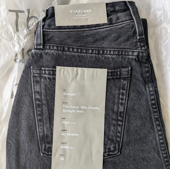 Everlane The Curvy 90's Cheeky Jean, 26Wx26.5L, Washed Black - Picture 5 of 7